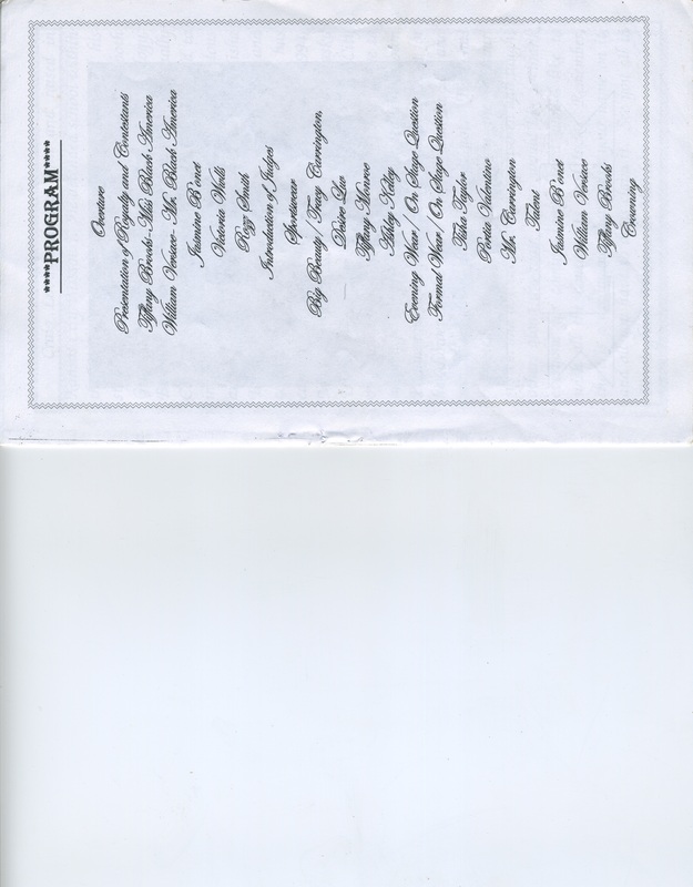 Pages 2 and 3 for "Mr. & Miss Black Mid-America" program. A schedule of events is listed with the title "PROGRAM". 